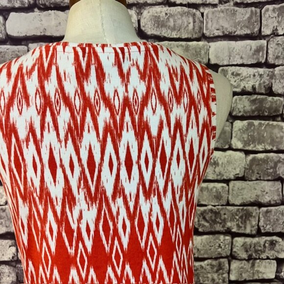 Chico's Orange & White Ribbed Scoop Neck Sleeveless Tank Size L - Picture 6 of 8